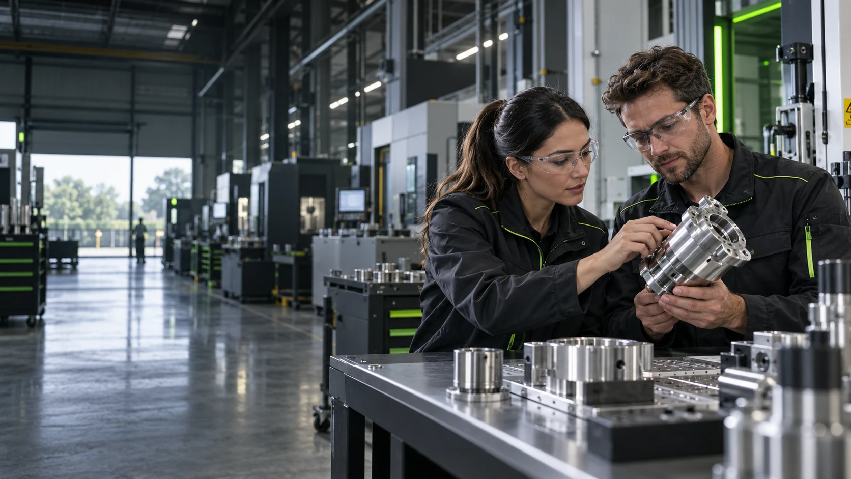 Escena ilustrativa de inspección industrial generada con IA